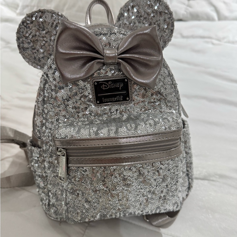 Loungefly Silver Backpack / Rose Gold Sequin Back… - image 2